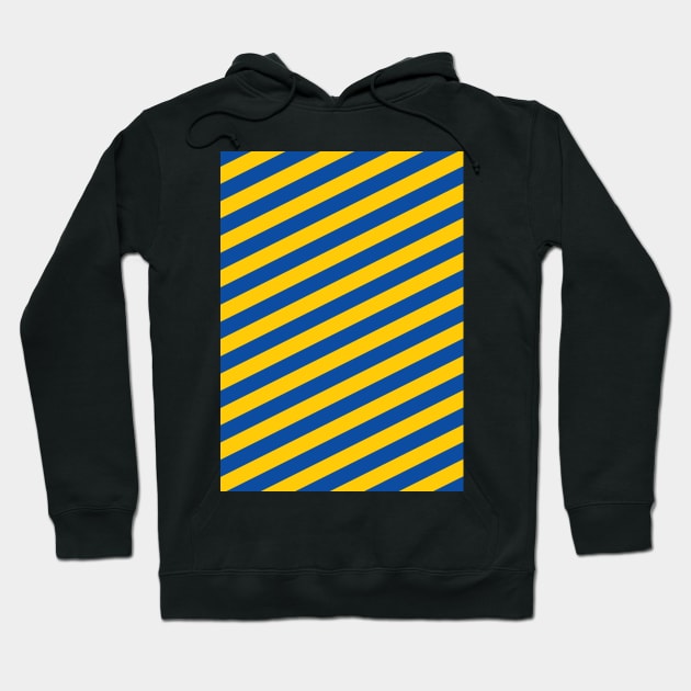 Leeds United Blue and Yellow Angled Stripes Hoodie by Culture-Factory